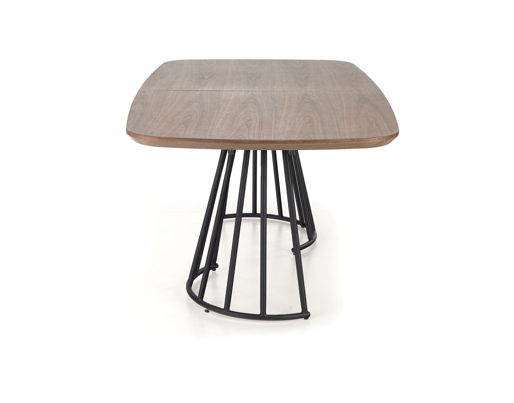 Masa extensibila din MDF, furnir si metal, Everton Nuc / Negru, L180-220xl100xH76 cm (3)