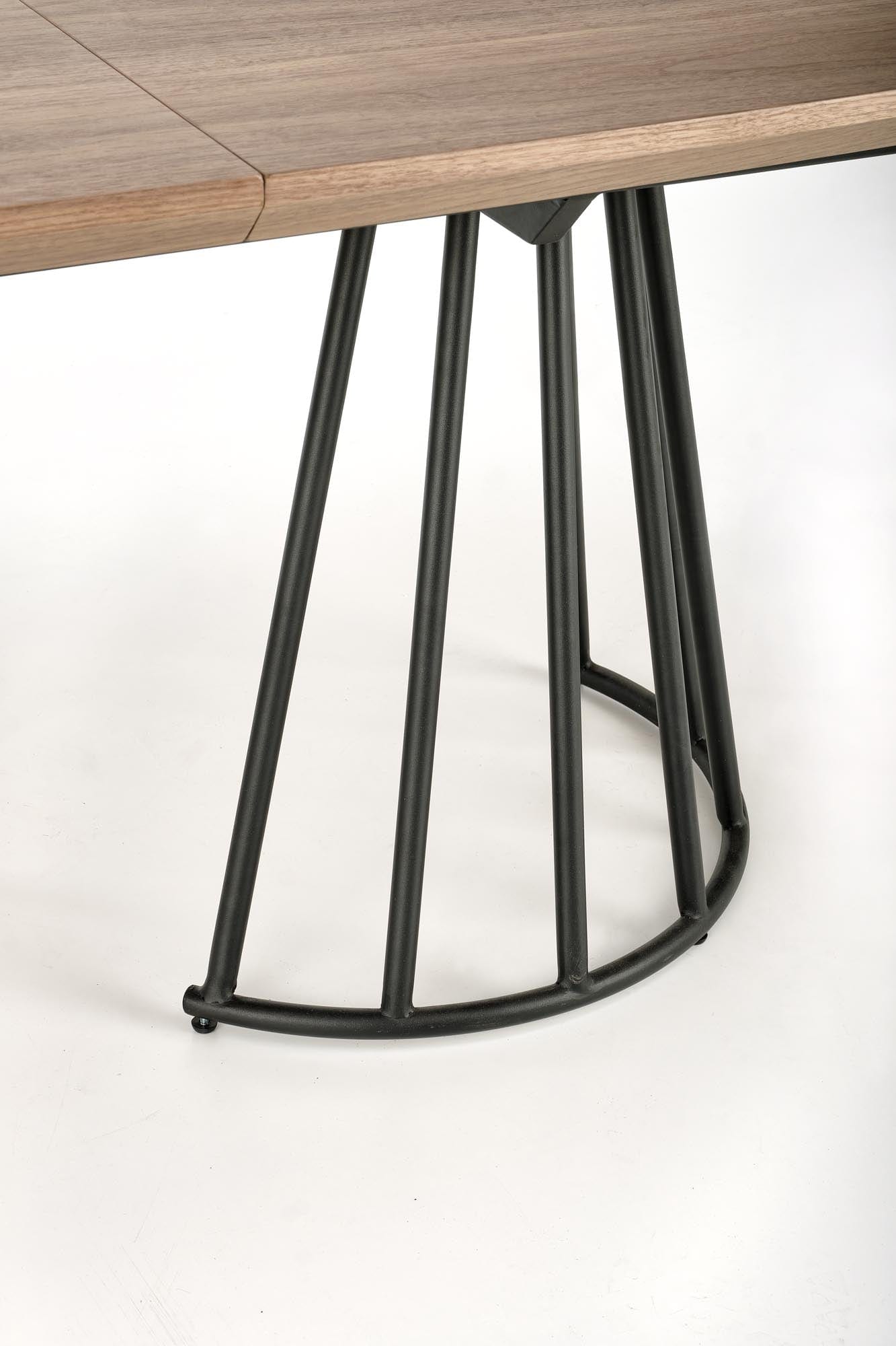 Masa extensibila din MDF, furnir si metal, Everton Nuc / Negru, L180-220xl100xH76 cm (7)