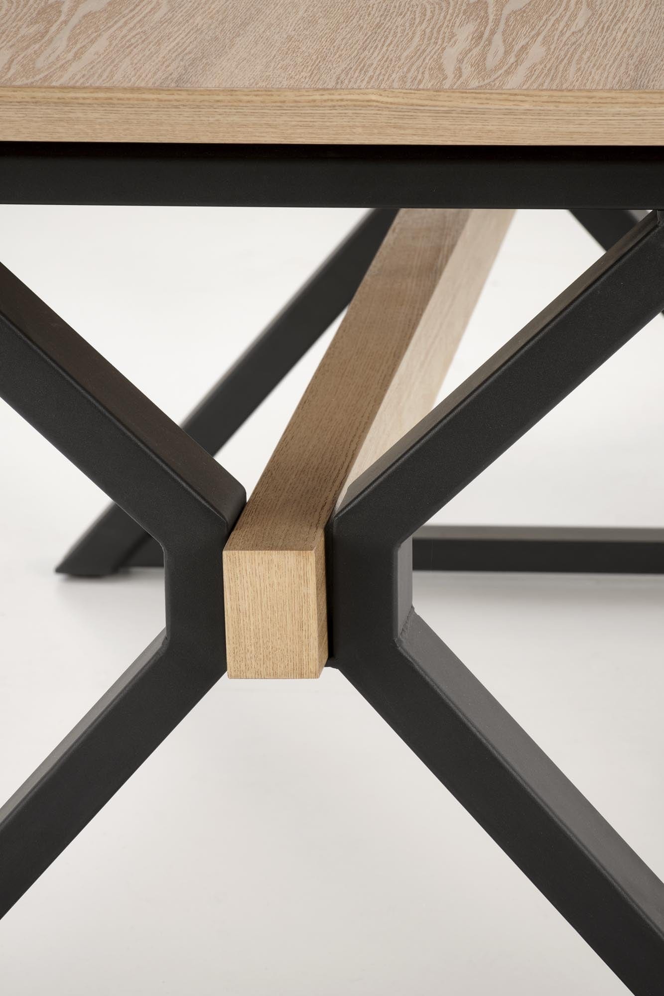 Masa extensibila din MDF, furnir si metal, Henry Natural / Negru, L180-300xl100xH75 cm (2)