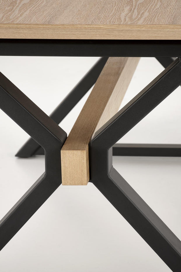 Masa extensibila din MDF, furnir si metal, Henry Natural / Negru, L180-300xl100xH75 cm (2)