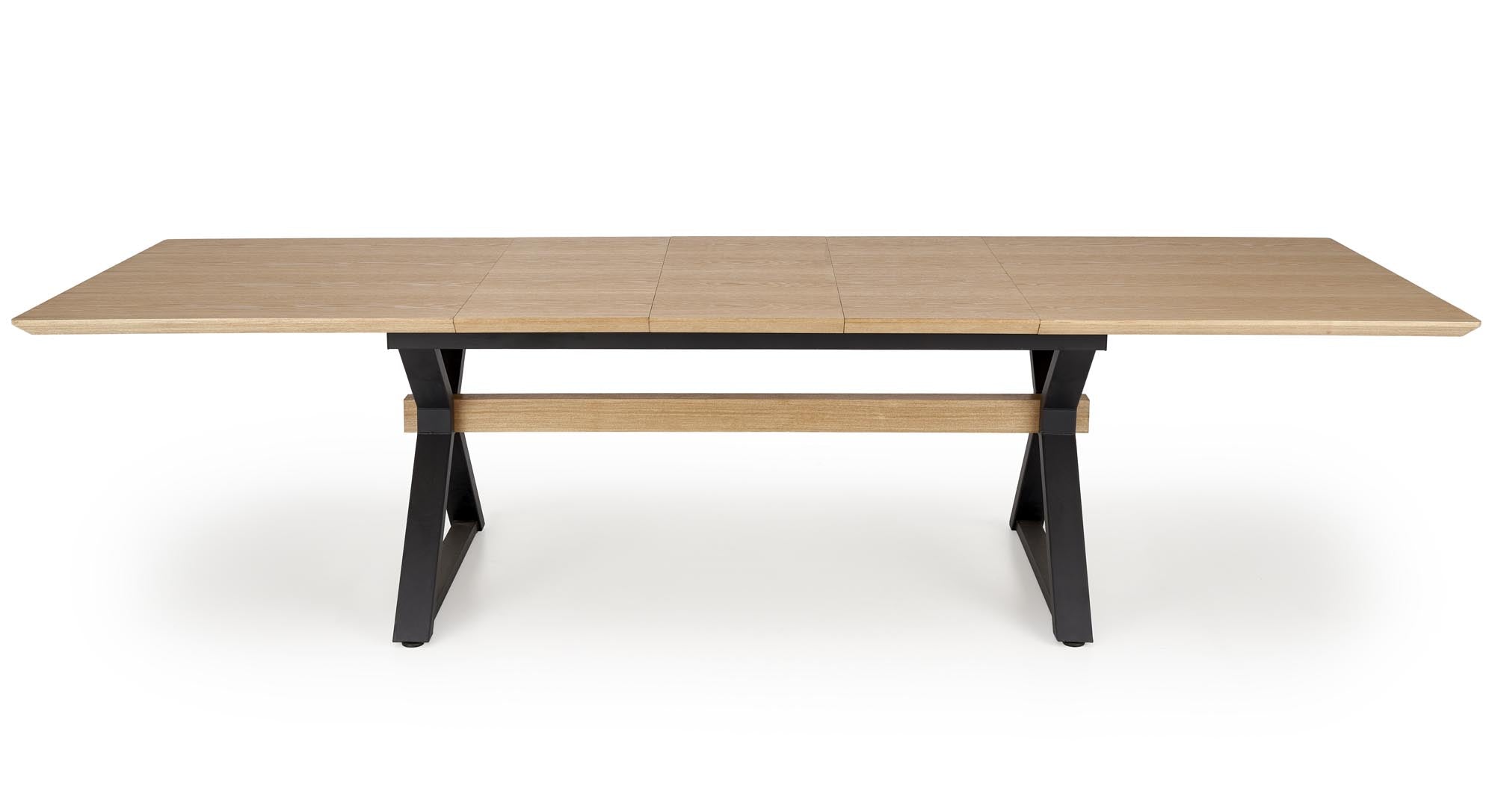 Masa extensibila din MDF, furnir si metal, Henry Natural / Negru, L180-300xl100xH75 cm (6)