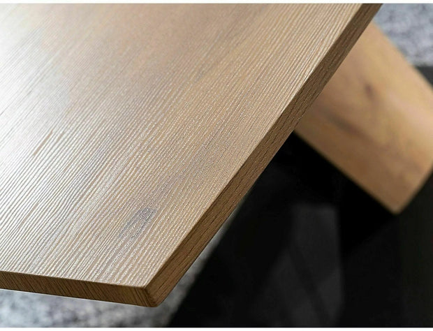 Masa extensibila din MDF, furnir si sticla, Toronto Stejar / Negru, L120-160xl80xH76 cm (2)