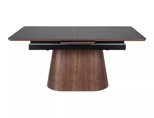 Signal Masa extensibila din MDF si furnir, Monacos Big Negru / Nuc, L160-200xl90xH75 cm