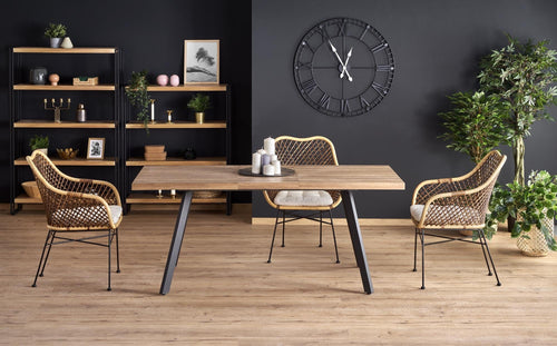 Masa extensibila din MDF si metal, Berlin Nuc / Negru, L160-220xl90xH76 cm