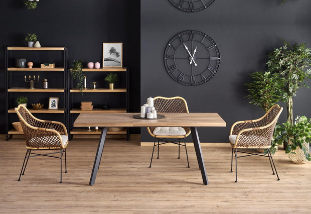 Masa extensibila din MDF si metal, Berlin Nuc / Negru, L160-220xl90xH76 cm (4)