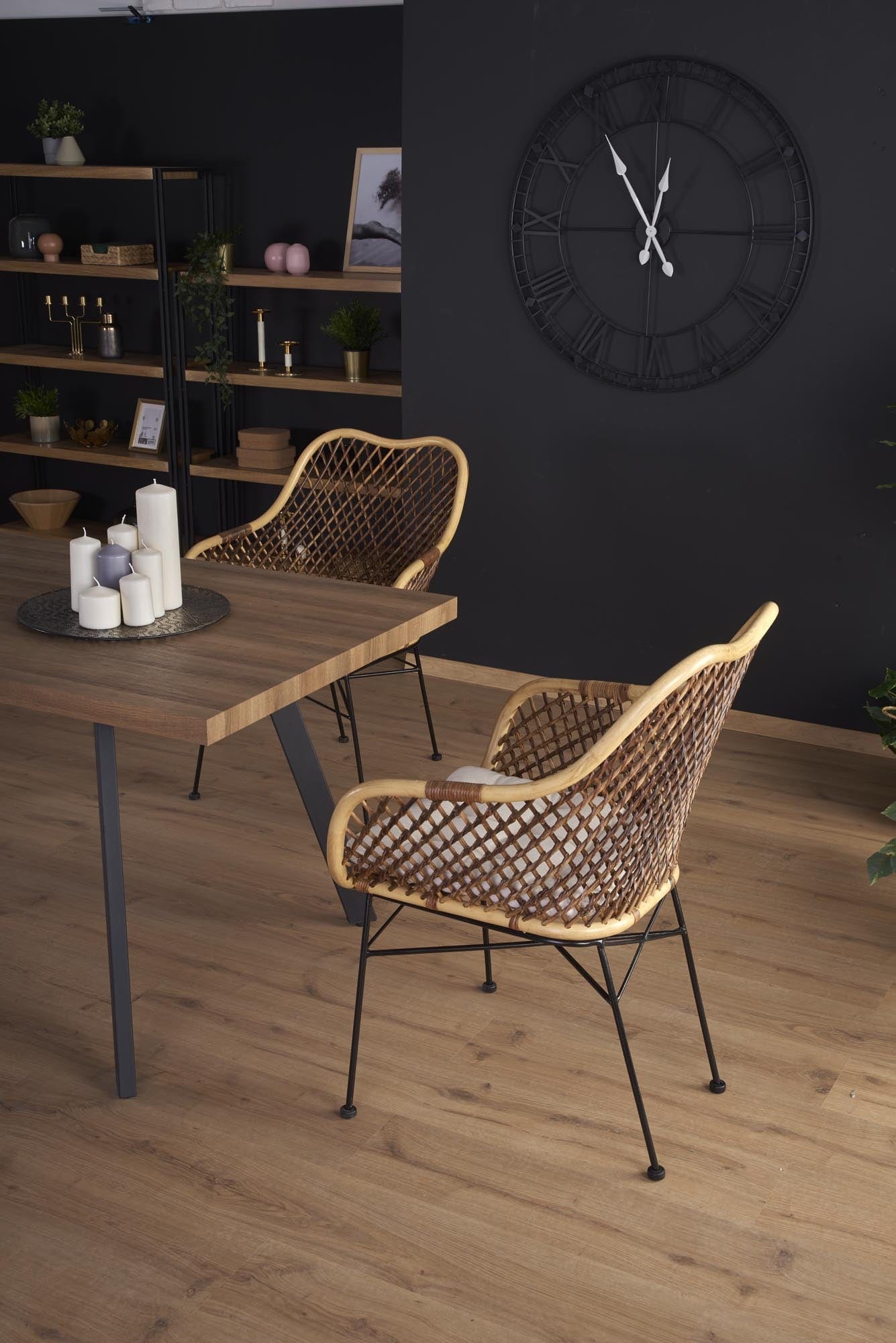 Masa extensibila din MDF si metal, Berlin Nuc / Negru, L160-220xl90xH76 cm (6)