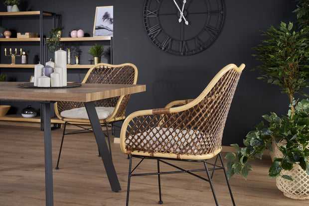 Masa extensibila din MDF si metal, Berlin Nuc / Negru, L160-220xl90xH76 cm (7)