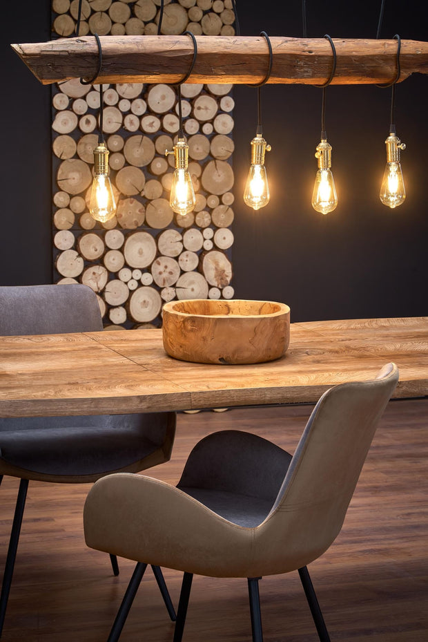 Masa extensibila din MDF si metal, Dickson Stejar / Negru, L150-210xl90xH75 cm (6)