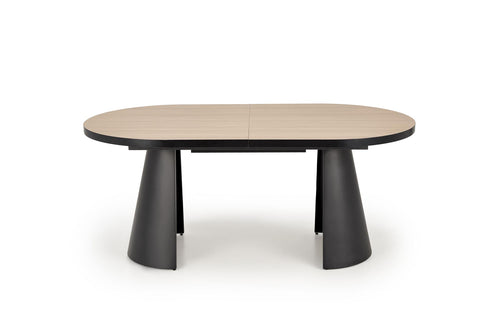 Masa extensibila din MDF si metal, Giacomo Natural / Negru, L180-240xl100xH76 cm