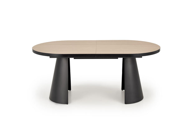 Masa extensibila din MDF si metal, Giacomo Natural / Negru, L180-240xl100xH76 cm