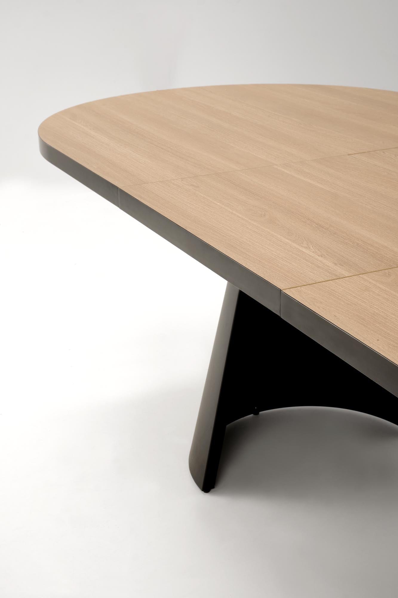 Masa extensibila din MDF si metal, Giacomo Natural / Negru, L180-240xl100xH76 cm (3)