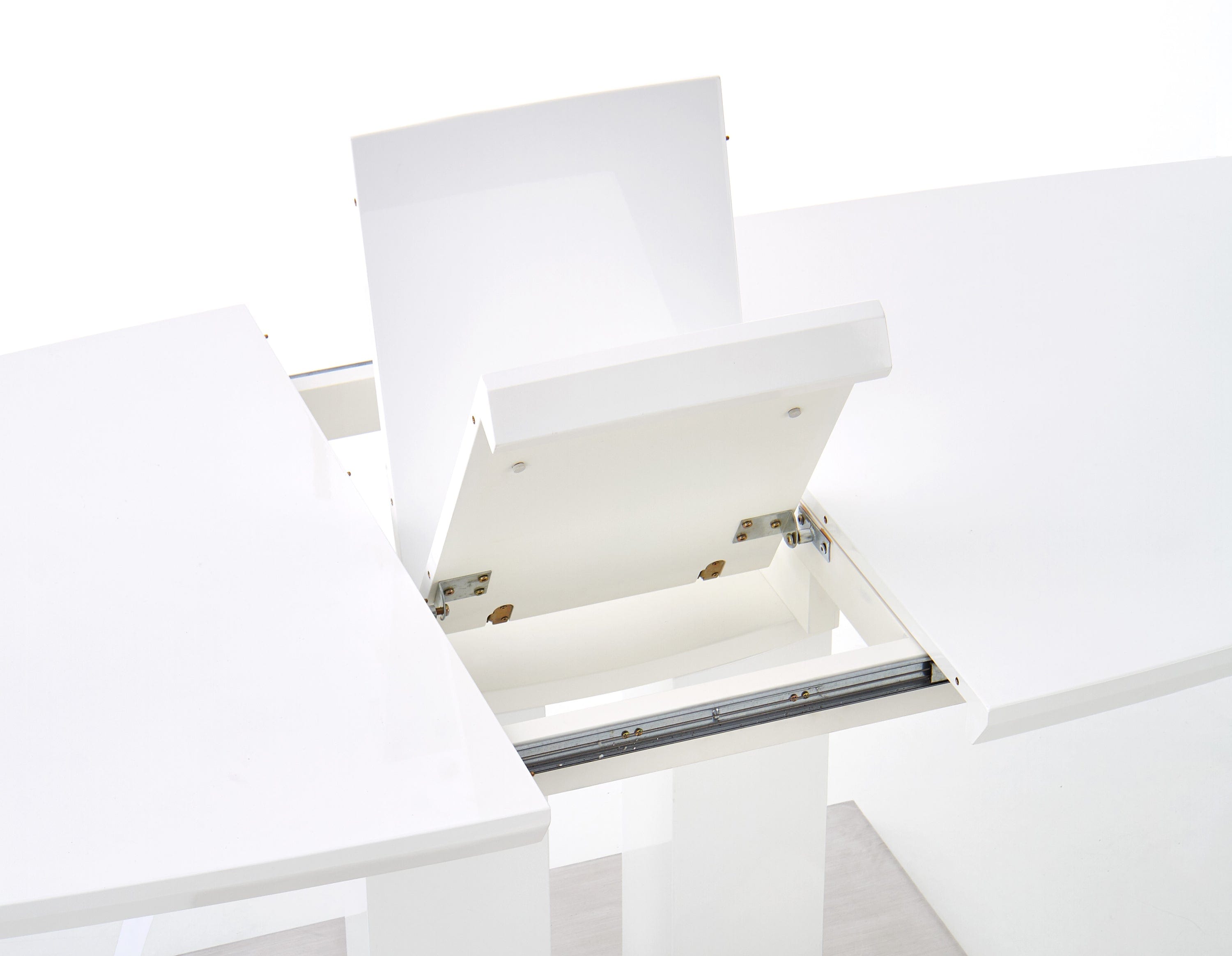 Masa extensibila din MDF si metal, Lorenzo Alb, L180-220xl105xH75 cm (4)