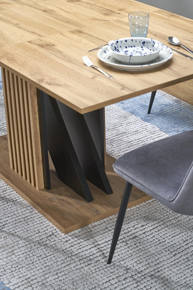 Masa extensibila din pal, Fabiano Stejar / Negru, L130-175xl85xH76 cm (1)