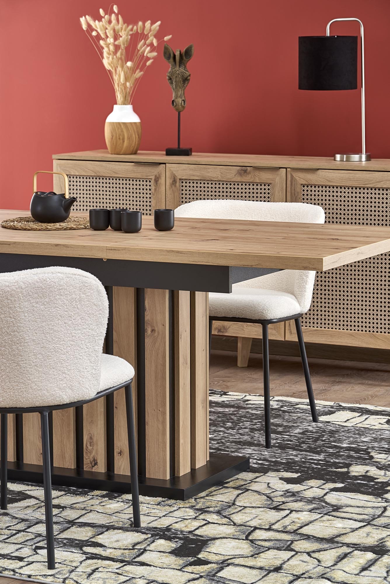 Masa extensibila din pal, Lamello Stejar / Negru, L160-210xl90xH76 cm (6)