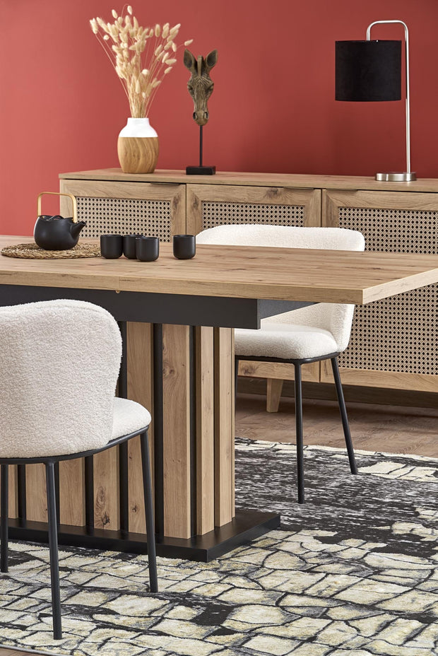 Masa extensibila din pal, Lamello Stejar / Negru, L160-210xl90xH76 cm (6)