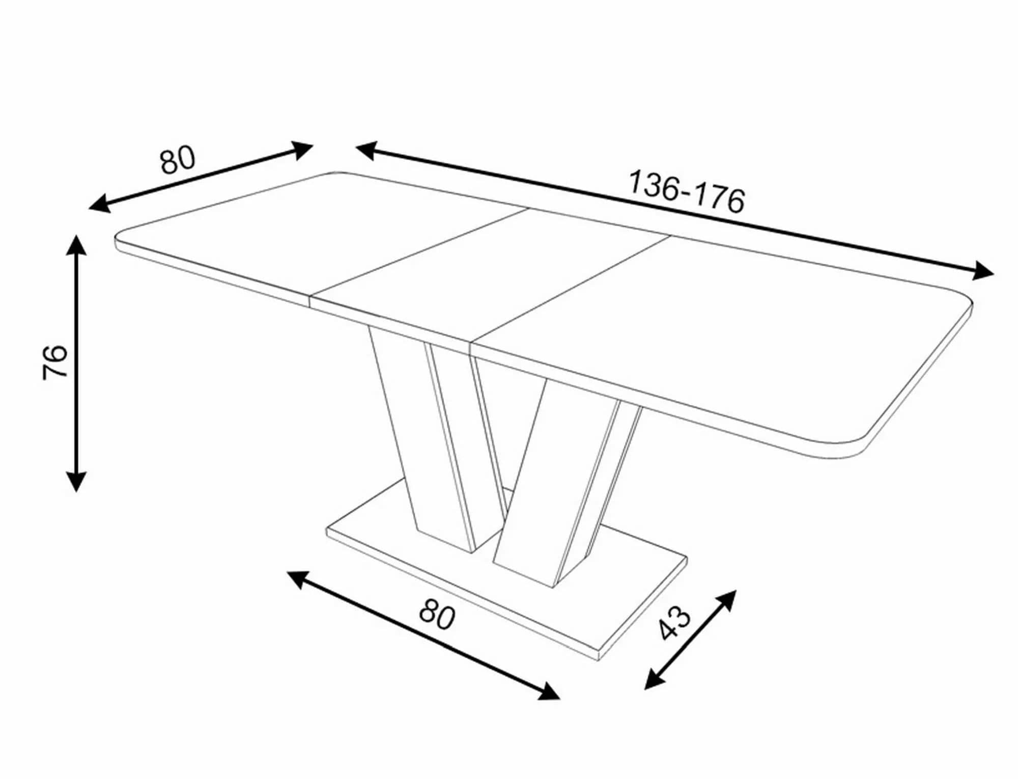 Masa extensibila din pal, Platon Natural / Gri Inchis, L136-176xl80xH76 cm (2)