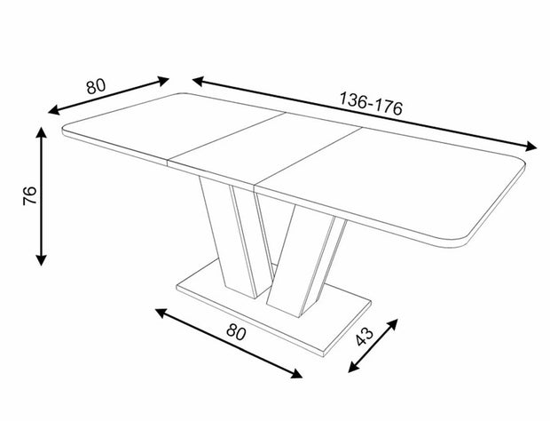 Masa extensibila din pal, Platon Natural / Gri Inchis, L136-176xl80xH76 cm (2)