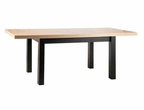 Masa extensibila din pal, Presto Stejar Artisan / Negru, L140-218xl80xH78 cm