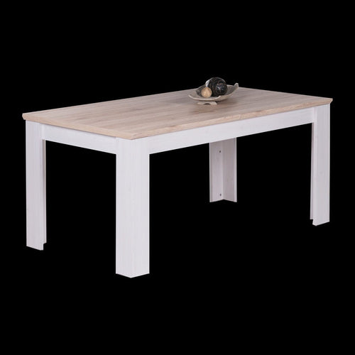 BFSummer Masa extensibila din pal Romina Alb / Stejar San Remo, L160-200xl80xH76 cm