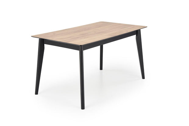 Masa extensibila din pal si lemn, Gulian Stejar / Negru, L140-180xl80xH76 cm