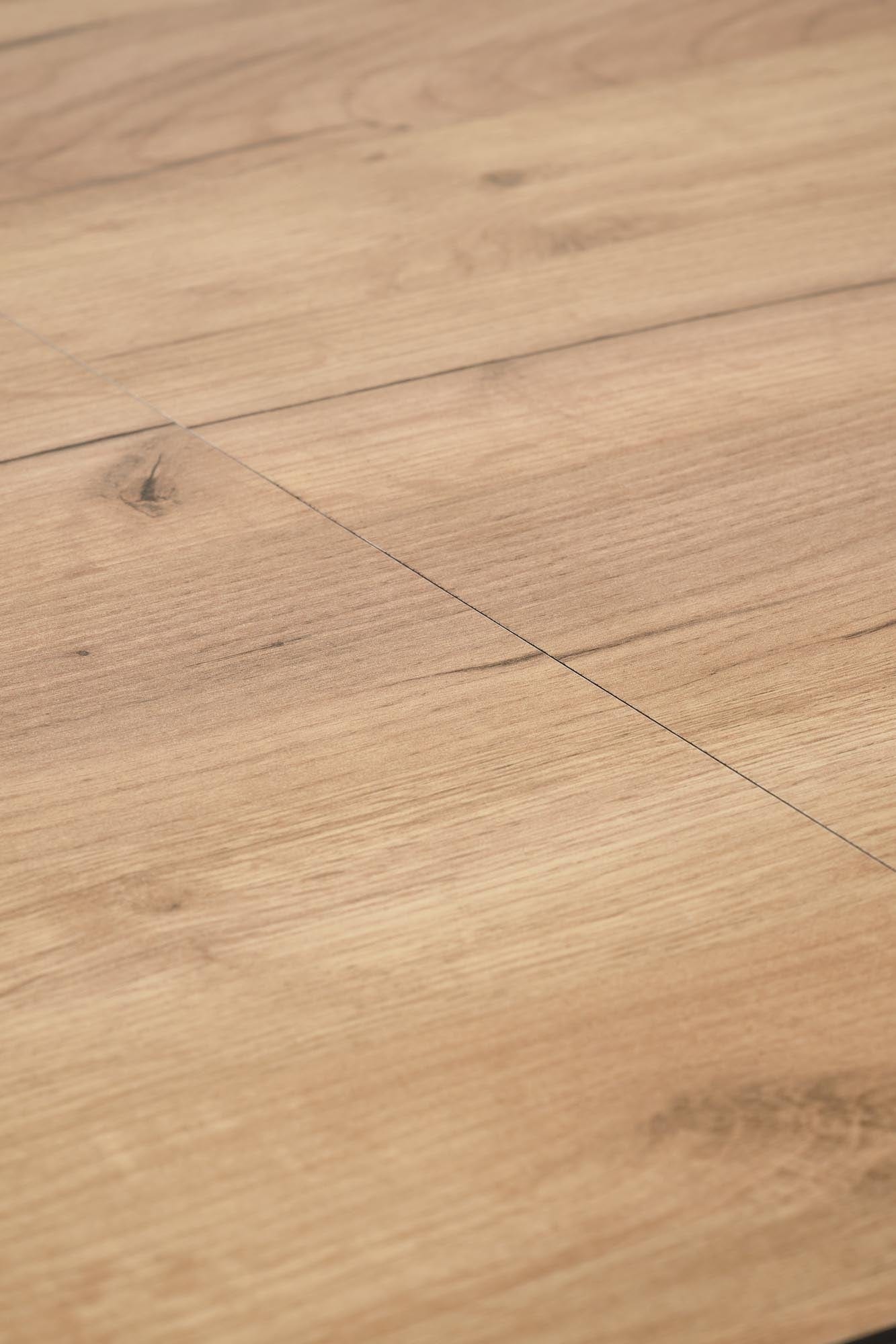 Masa extensibila din pal si lemn, Gulian Stejar / Negru, L140-180xl80xH76 cm (3)