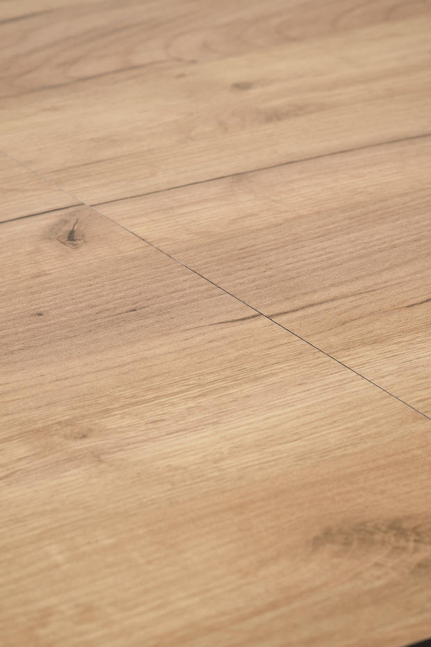 Masa extensibila din pal si lemn, Gulian Stejar / Negru, L140-180xl80xH76 cm (3)