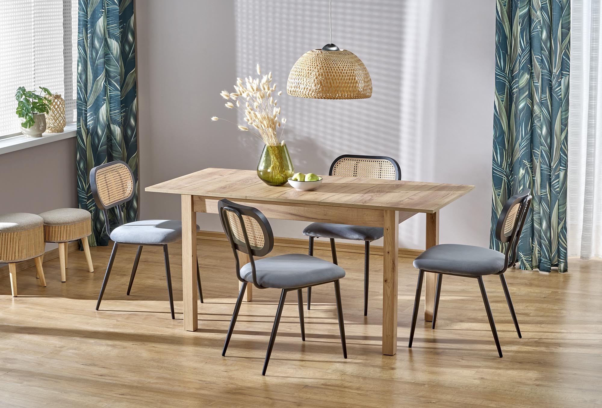 Masa extensibila din pal si MDF, Maurycy Stejar, L118-158xl75xH76 cm