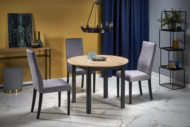 Masa extensibila din pal si MDF, Ringo Stejar / Negru, Ø102-142xH76 cm (1)