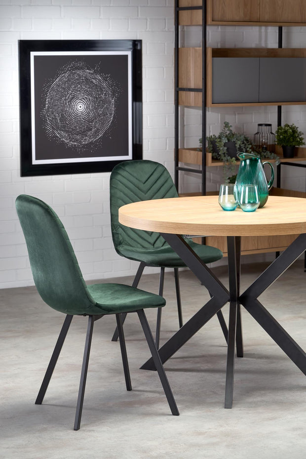 Masa extensibila din pal si metal, Peroni Stejar / Negru, Ø100-250xH75 cm (1)