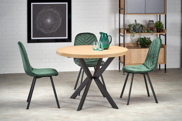 Masa extensibila din pal si metal, Peroni Stejar / Negru, Ø100-250xH75 cm (2)