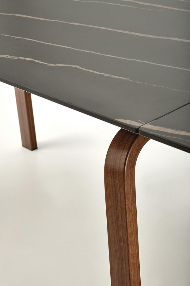 Masa extensibila din piatra sinterizata si metal, Lozano Negru / Nuc, L140-200xl82xH76 cm (3)