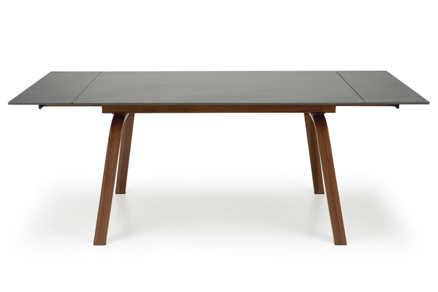 Masa extensibila din piatra sinterizata si metal, Lozano Negru / Nuc, L140-200xl82xH76 cm (5)