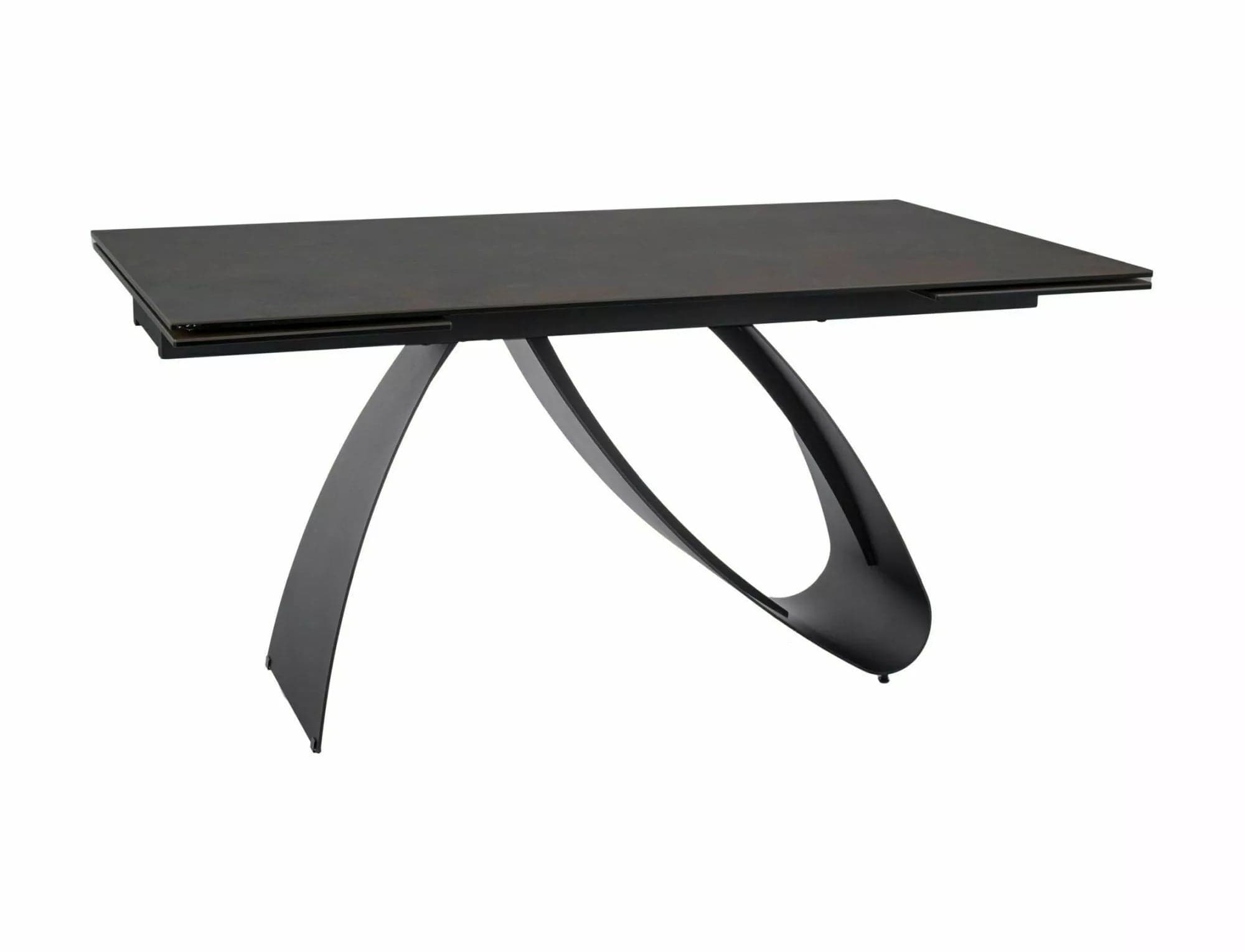 Masa extensibila din sticla, ceramica si metal, Diuna Ossido Maro / Negru, L160-240xl90xH76 cm (2)