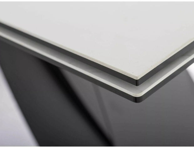 Masa extensibila din sticla, ceramica si metal, Westin Diamond Crem / Negru, L160-240xl90xH77 cm (2)