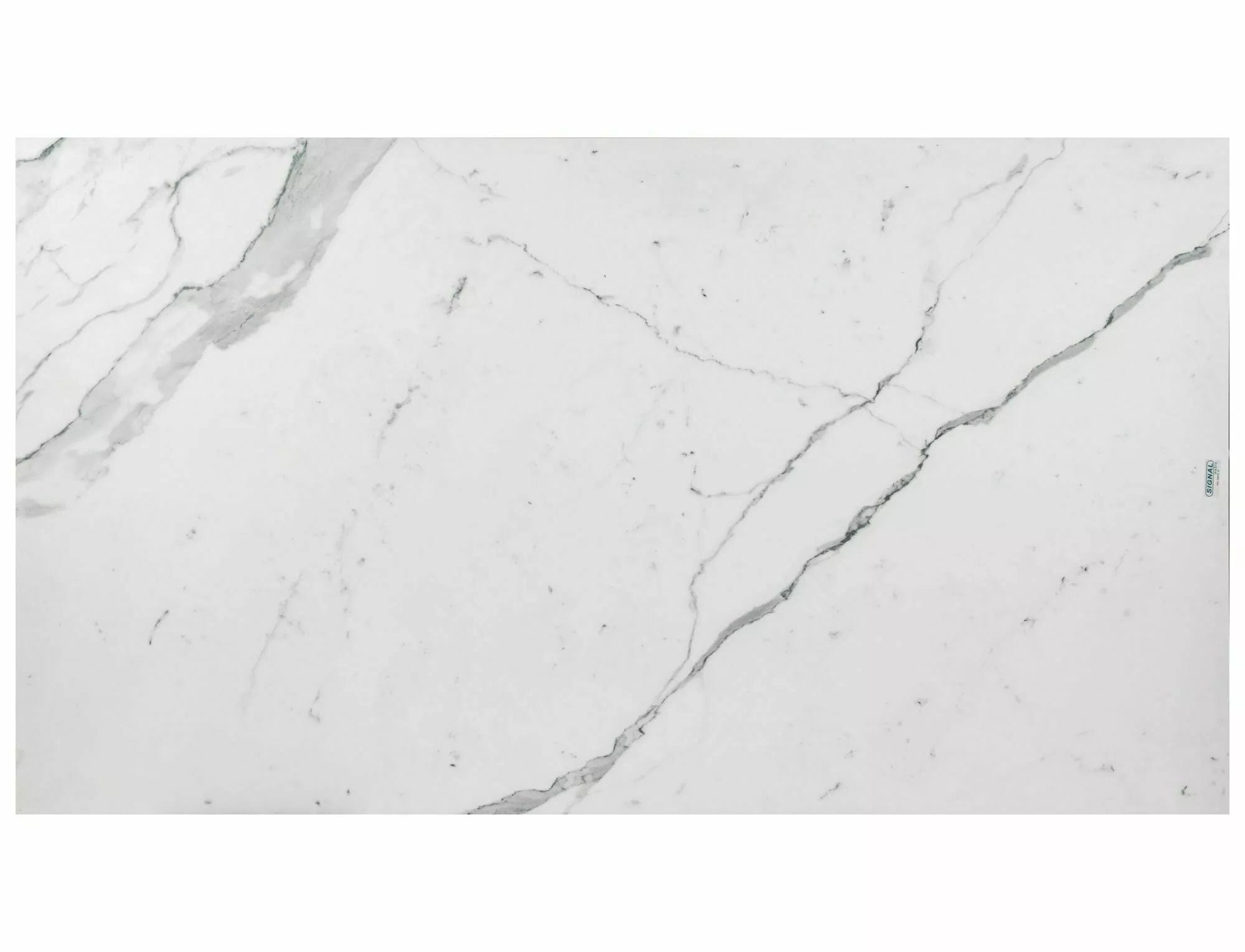 Masa extensibila din sticla, ceramica si metal, Westin III Statuario Venato Alb / Negru, L180-260xl90xH77 cm (1)