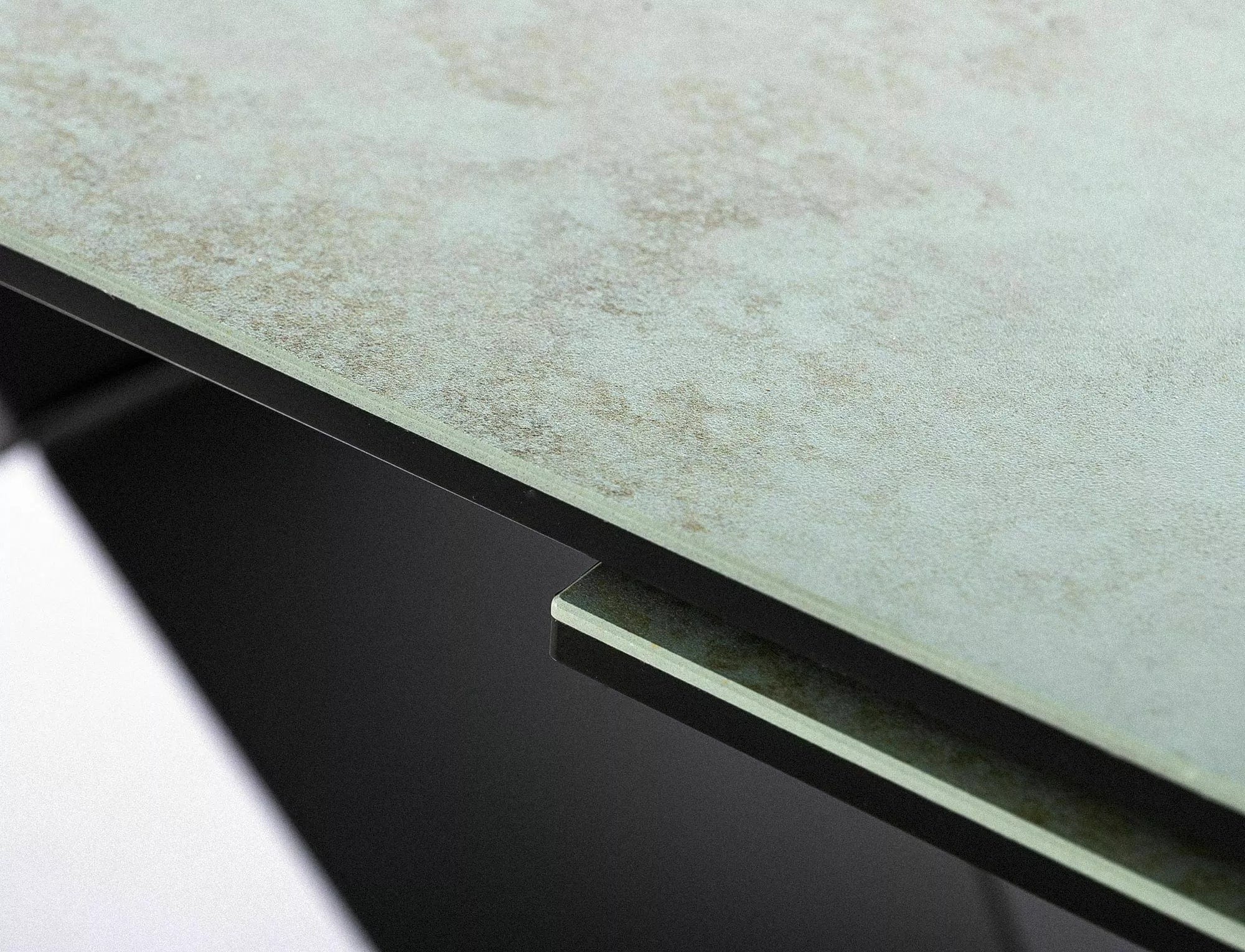 Masa extensibila din sticla, ceramica si metal, Westin Ossido Turcoaz / Negru, L160-240xl90xH77 cm (1)