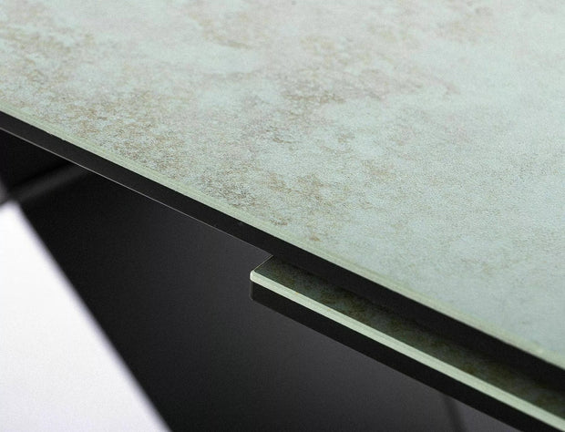 Masa extensibila din sticla, ceramica si metal, Westin Ossido Turcoaz / Negru, L160-240xl90xH77 cm (1)