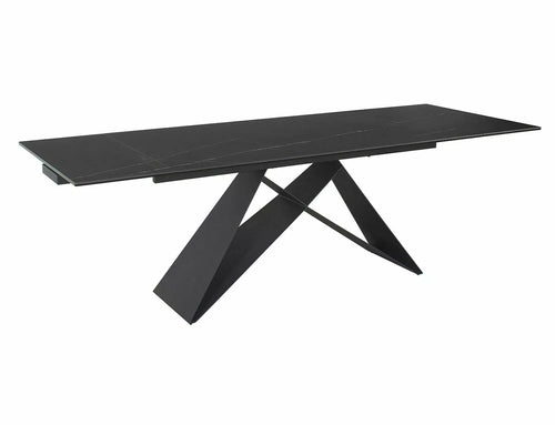 Masa extensibila din sticla, ceramica si metal, Westin Sahara Negru, L160-240xl90xH77 cm