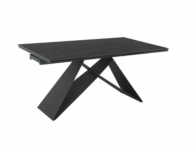 Masa extensibila din sticla, ceramica si metal, Westin Sahara Negru, L160-240xl90xH77 cm (1)