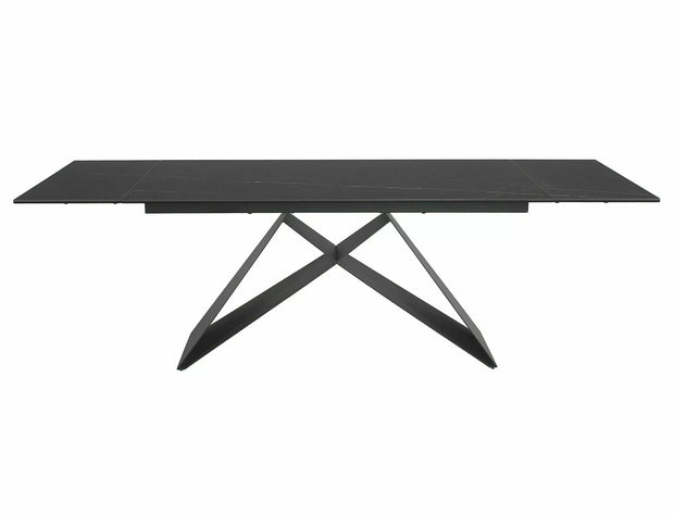 Masa extensibila din sticla, ceramica si metal, Westin Sahara Negru, L160-240xl90xH77 cm (2)