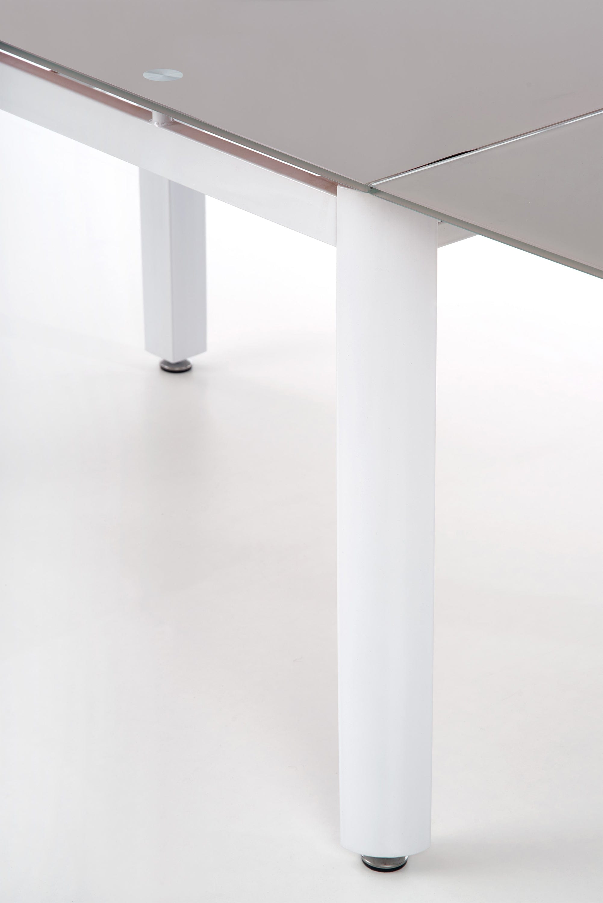 Masa extensibila din sticla si metal, Alston Bej / Alb, L120-180xl80xH75 cm (4)