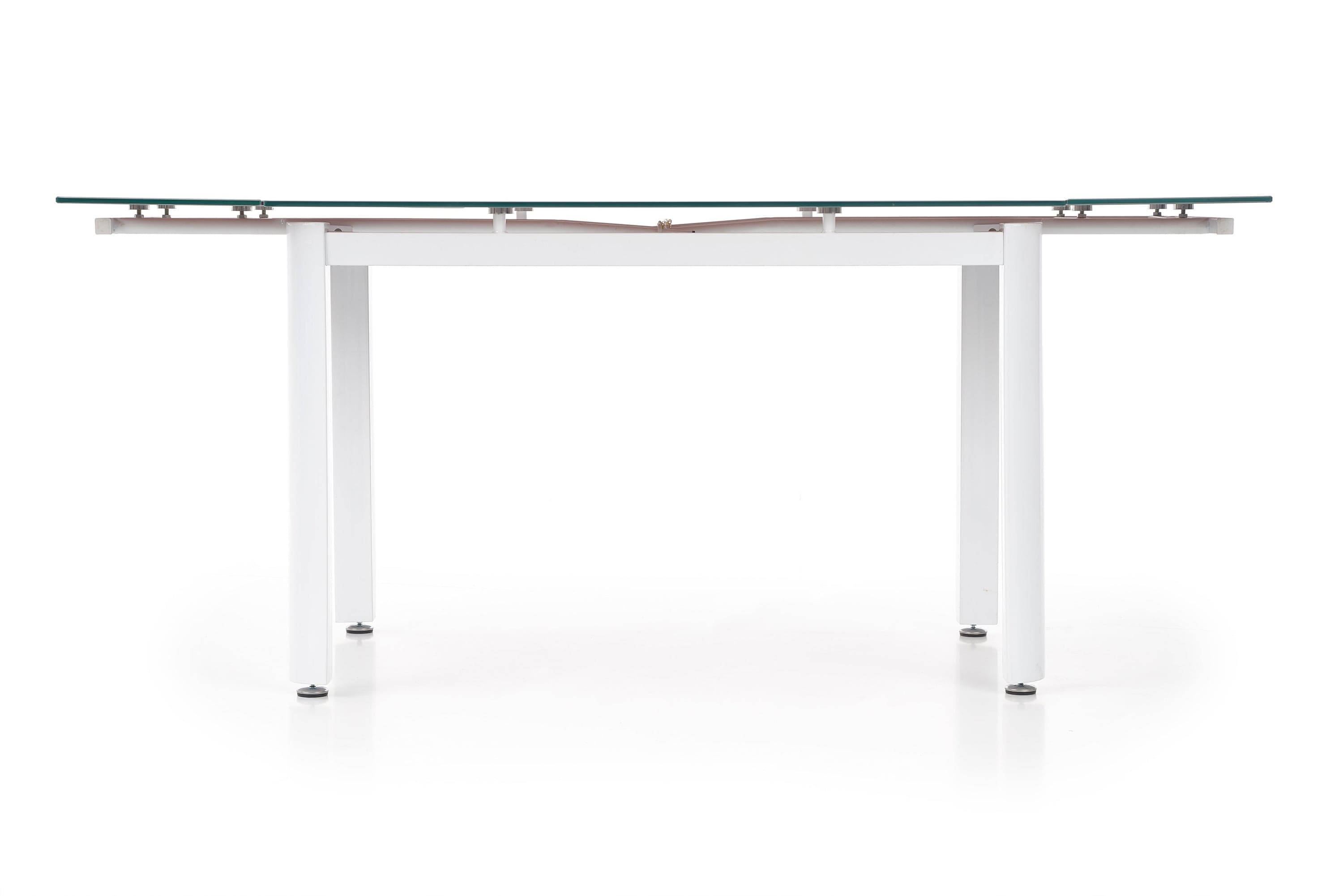 Masa extensibila din sticla si metal, Alston Bej / Alb, L120-180xl80xH75 cm (5)