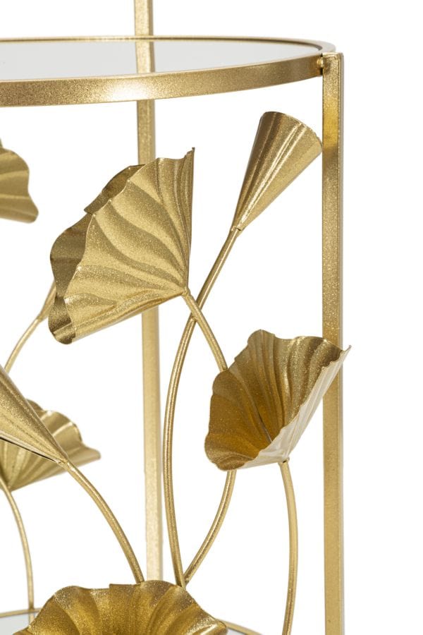 Mauro Ferretti Masa minibar mobila din metal si sticla, Flow Auriu, L60xl46xH76 cm