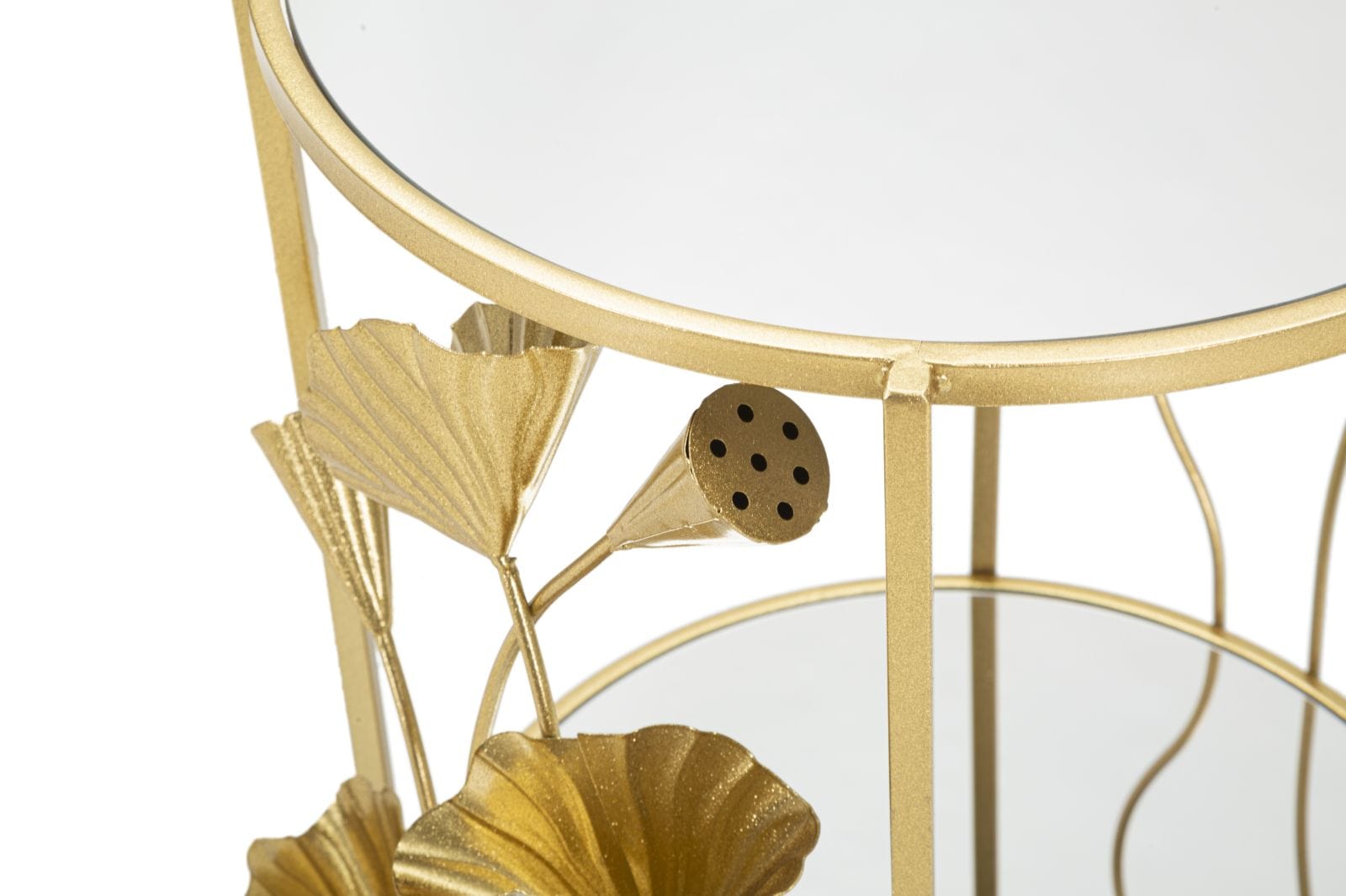 Mauro Ferretti Masa minibar mobila din metal si sticla, Flow Auriu, L60xl46xH76 cm