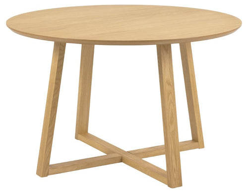 Masa rotunda din MDF, furnir si lemn, Malika Stejar, Ø120xH75 cm