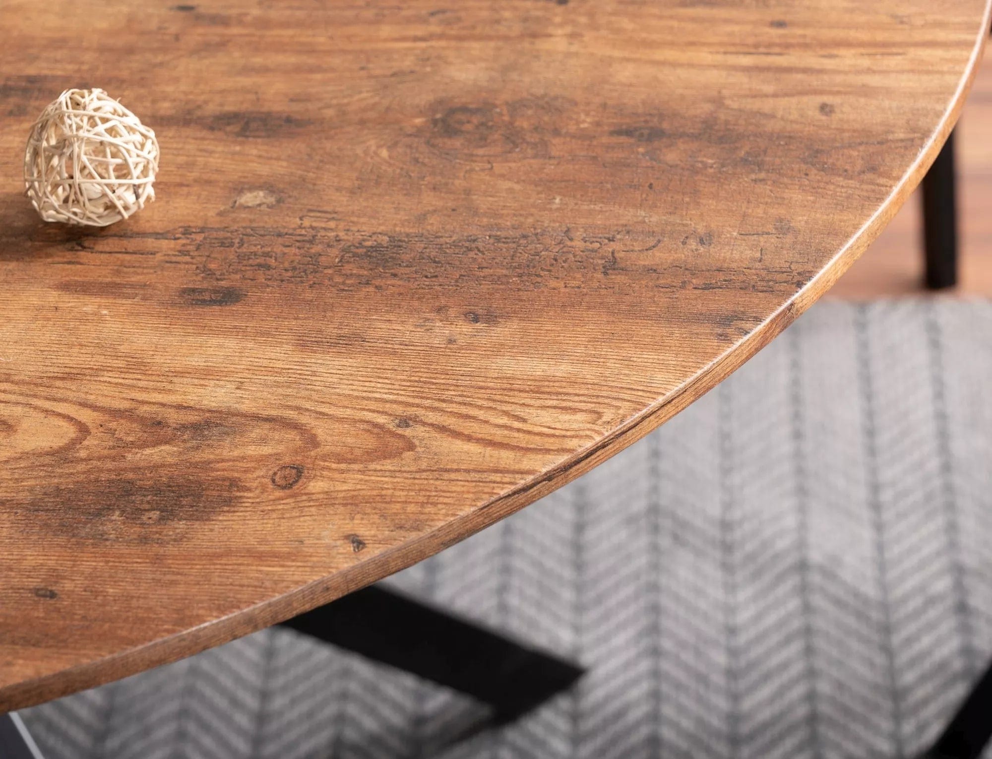 Masa rotunda din MDF, furnir si metal, Aster Nuc / Negru, Ø100xH76 cm (2)