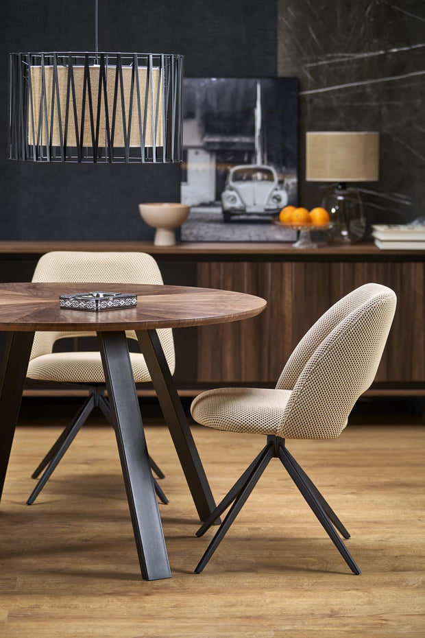 Masa rotunda din MDF, furnir si metal, Danilo Nuc / Negru, Ø120xH74 cm (5)