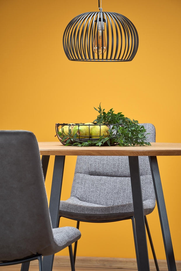 Masa rotunda din MDF, furnir si metal, Lopera II Stejar Auriu / Negru, Ø120xH78 cm (7)