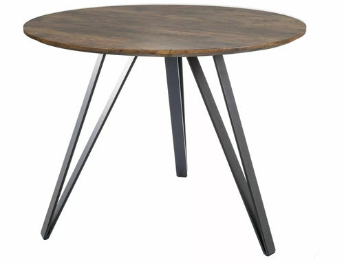 Masa rotunda din MDF, furnir si metal, Tetis Nuc / Negru, Ø100xH76 cm