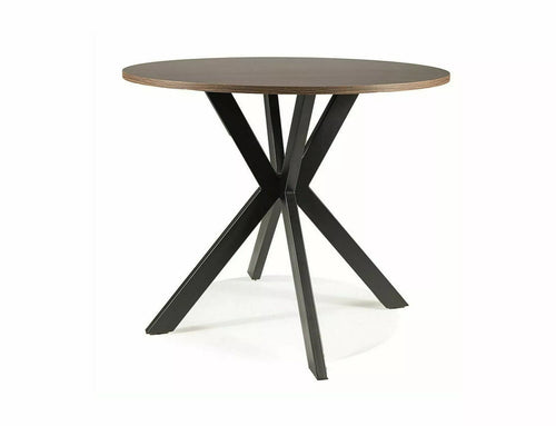 Masa rotunda din MDF, pal si metal, Talia II Nuc / Negru, Ø90xH76 cm